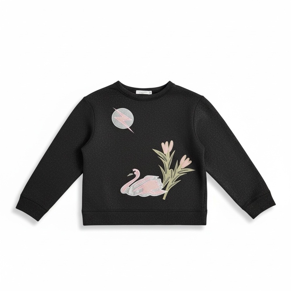 Stella‎ McCartney | Kids Sweatshirt 8Y Black Glitter Swan Floral